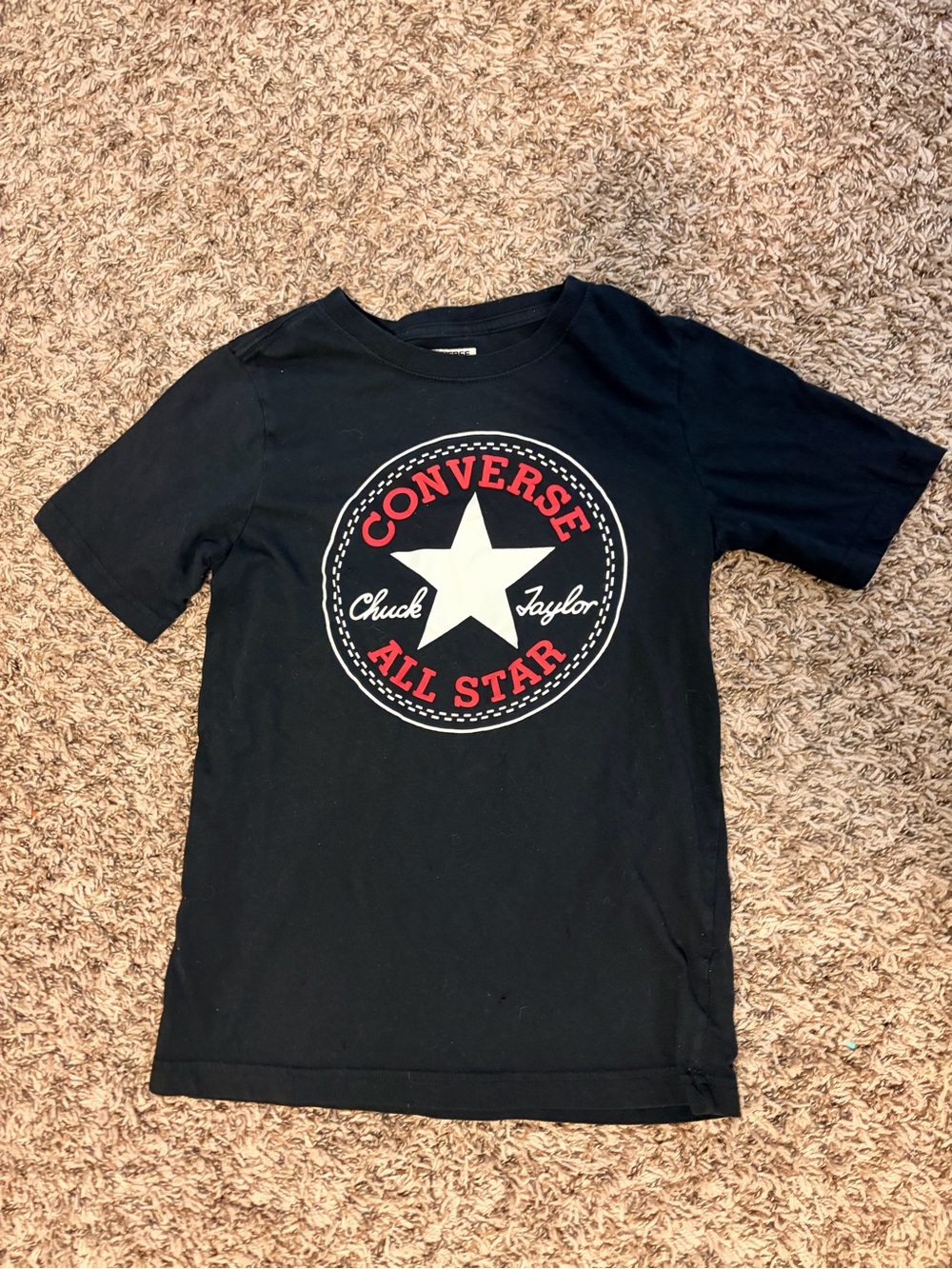 Converse Black Kids All Star Logo Tee with White Star and Red Lettering